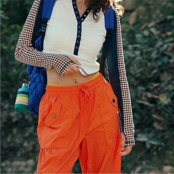 Free People Movement Set Me Free Pants, L, NWOT, Orange - Picture 2 of 7